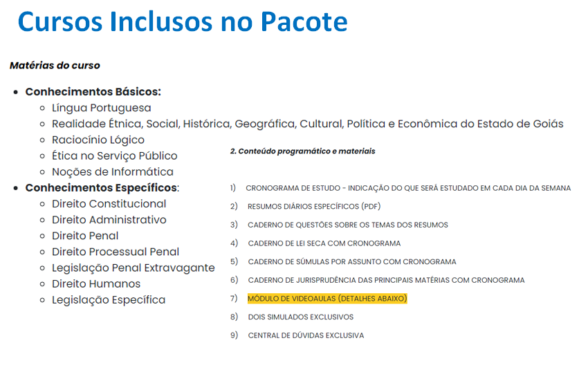 Conteúdo Curso Reta Final Polícia Penal Goiás Pós Edital 2024 - Rateio Dedicação Delta