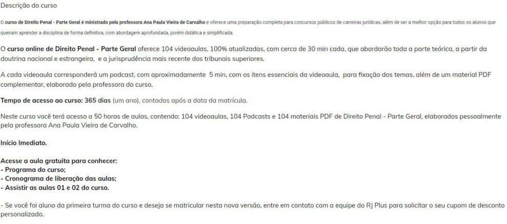 Curso Direito Penal – Parte Geral 2024 – Ana Paula Vieira de Carvalho - Rj Plus