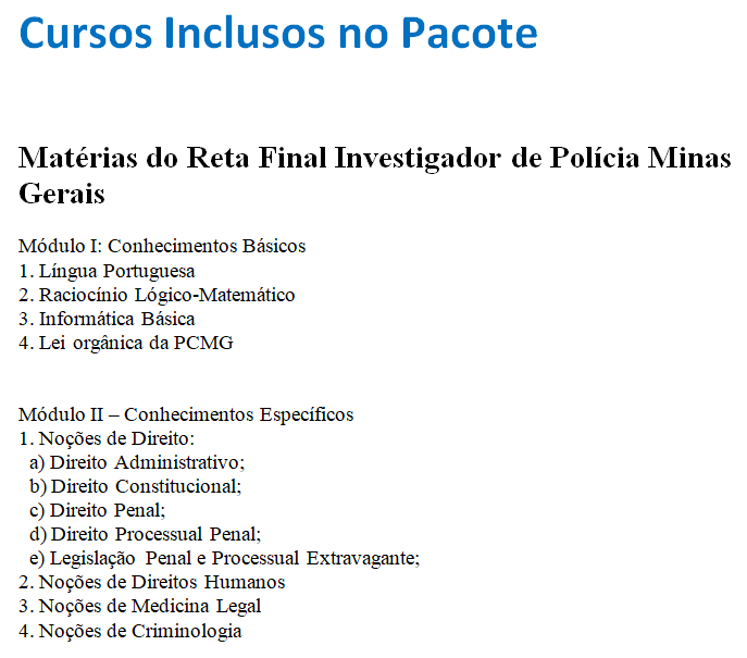 Informações Curso PC-MG Investigador 2024.2 - Pós Edital - Rateio Dedicação Delta