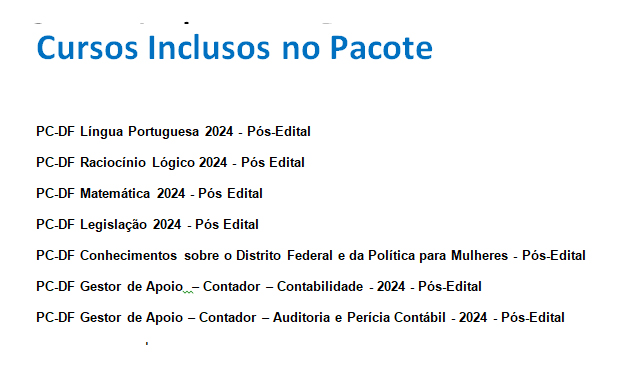 Informações Curso PC-DF - Contador - Pós Edital 2024 - Rateio Estratégia