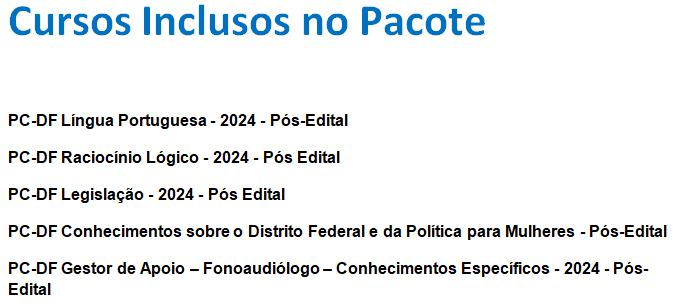 Informações Curso PC-DF Fonoaudiólogo 2024 – Pós Edital – Rateio Estratégia