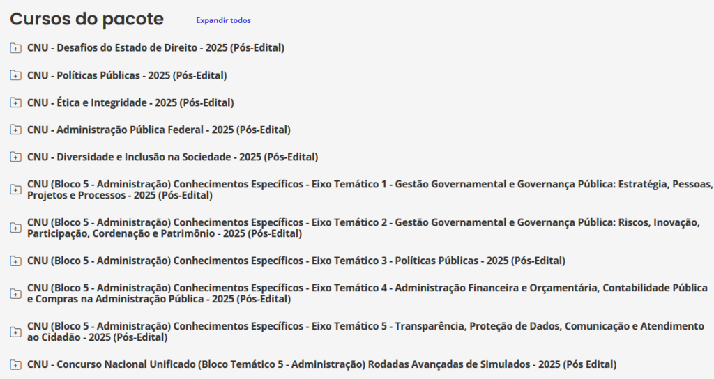 INFO Curso CNU 2025 – (Bloco Temático 5 – Administração) Pós-Edital – Rateio Estratégia