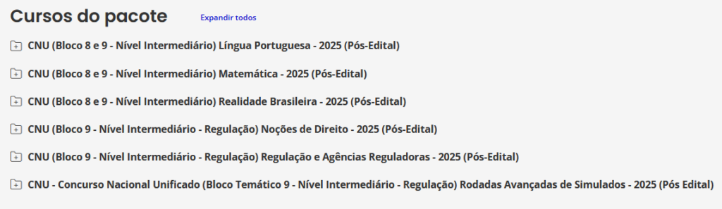 Informações Curso CNU 2025 – (Bloco Temático 9 – Nível Intermediário – Regulação) Pós-Edital – Rateio Estratégia