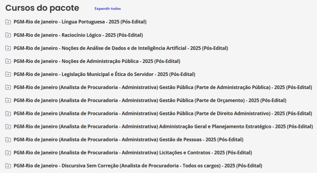 informações Curso PGM-RJ 2025 Pós-Edital (Analista de Procuradoria – Administrativa) – Rateio Estratégia