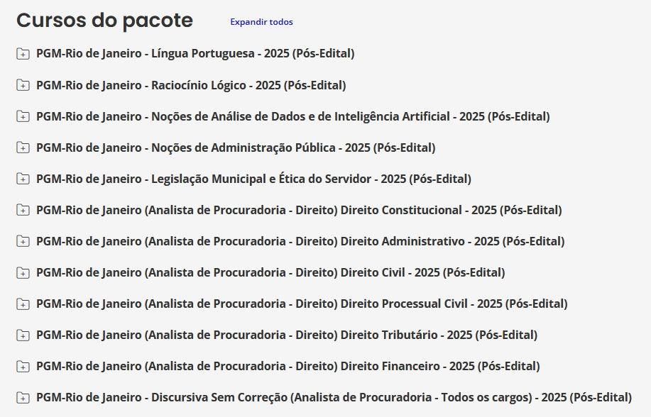 Informações Curso PGM-RJ 2025 Pós-Edital (Analista de Procuradoria – Direito) – Rateio Estratégia