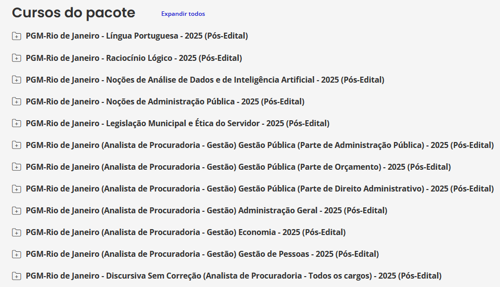 Informações Curso PGM-RJ 2025 Pós-Edital (Analista de Procuradoria – Gestão) – Rateio Estratégia