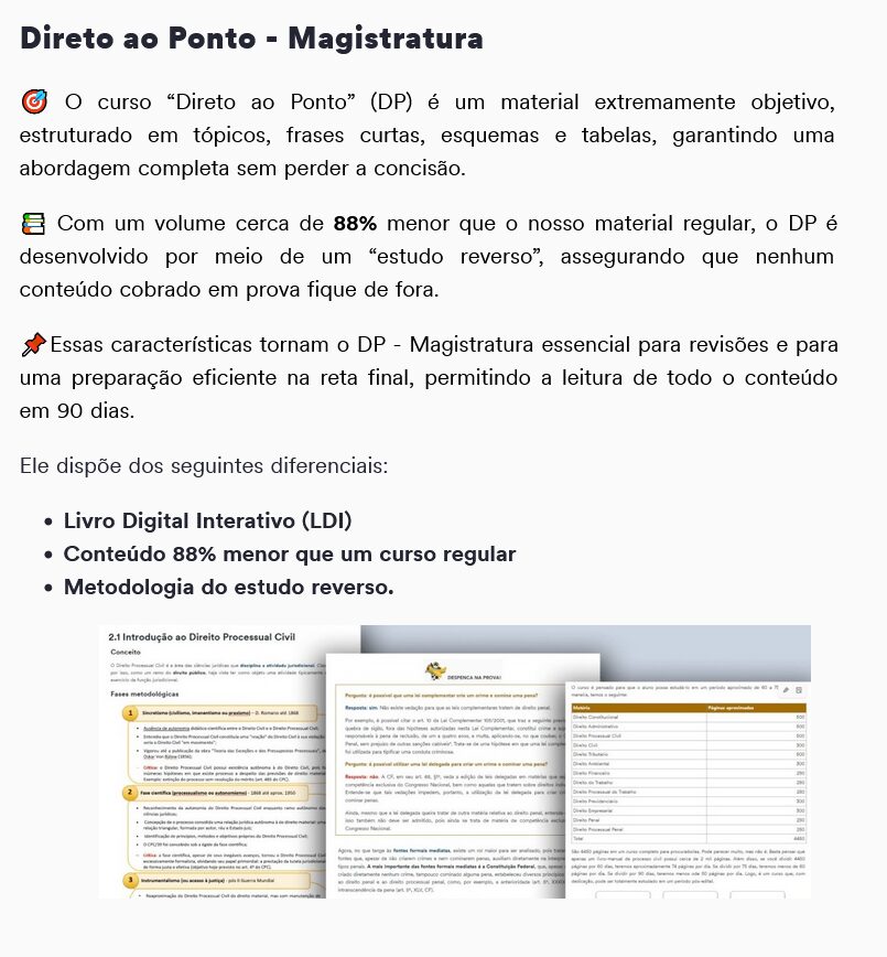 Informações do Curso Magistratura Direto ao Ponto [2025] Rateio Estratégia
