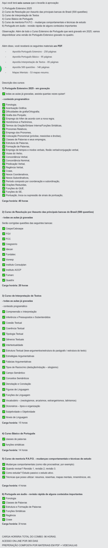 Curso Combo Português Extensivo + 6 bônus [2025] Rateio Andresan