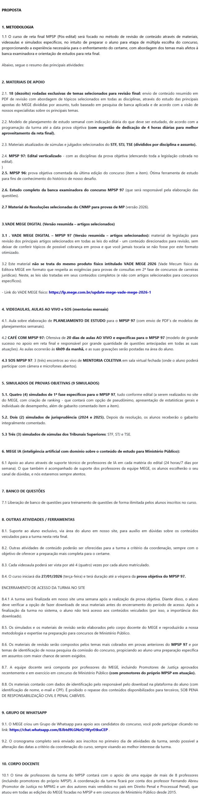 Informações Curso MPSP 97 Pós-Edital [2026] Rateio Mege