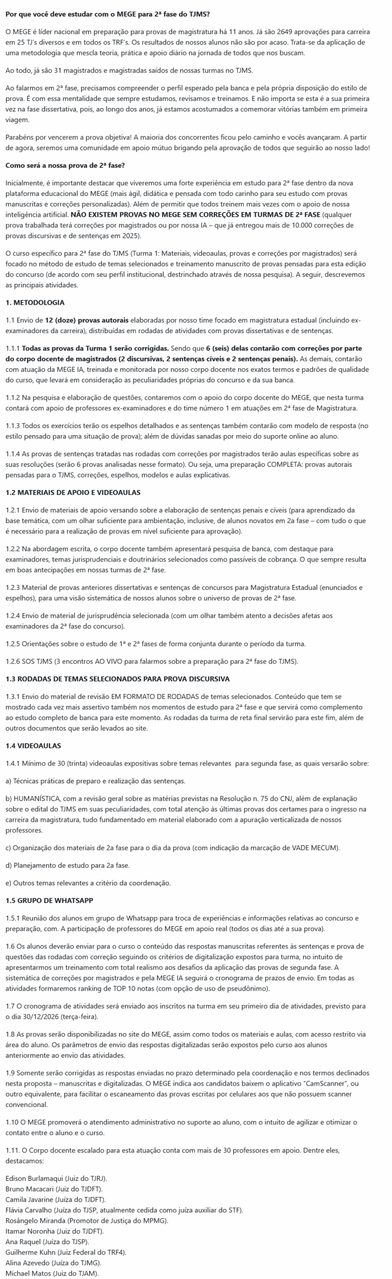 Informações Curso TJMS 2ª Fase [2026] Rateio Mege