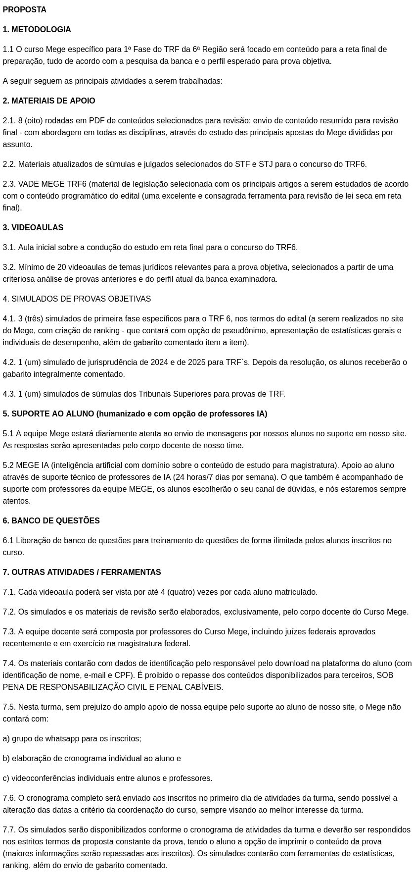 Informações Curso TRF6 Reta Final [2026] Rateio Mege