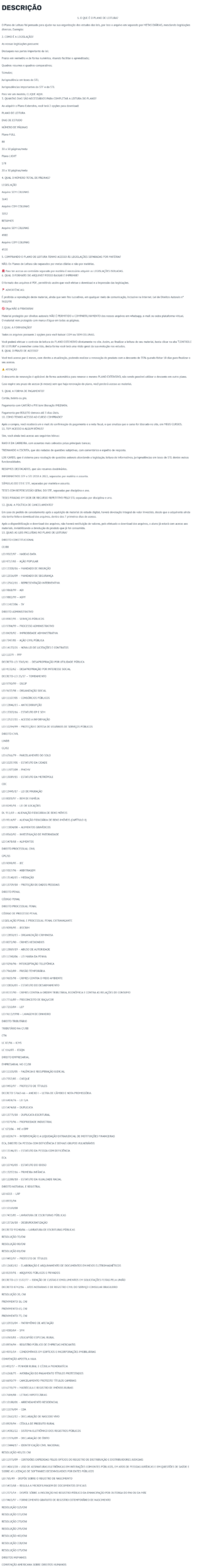 Informações Extensivo Cartórios [2026] Rateio Legislação Destacada