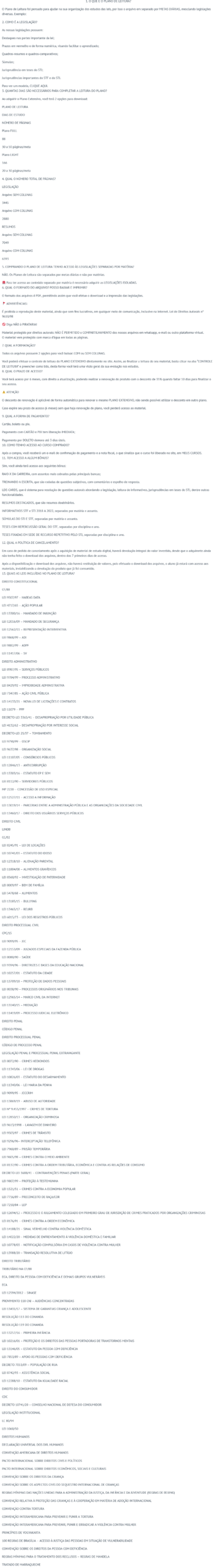 Informações Extensivo Defensoria Pública Estadual [2026] Rateio Legislação Destacada