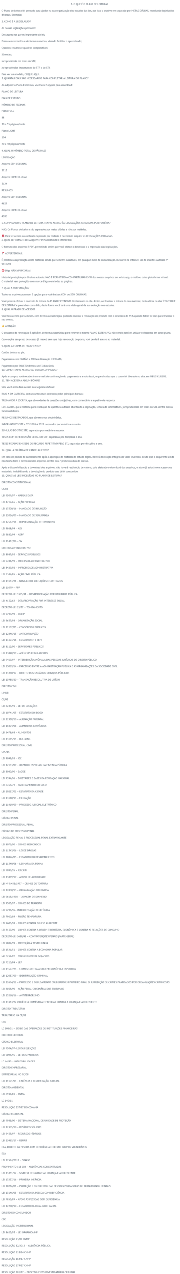 Informações Extensivo Ministério Público [2026] Rateio Legislação Destacada