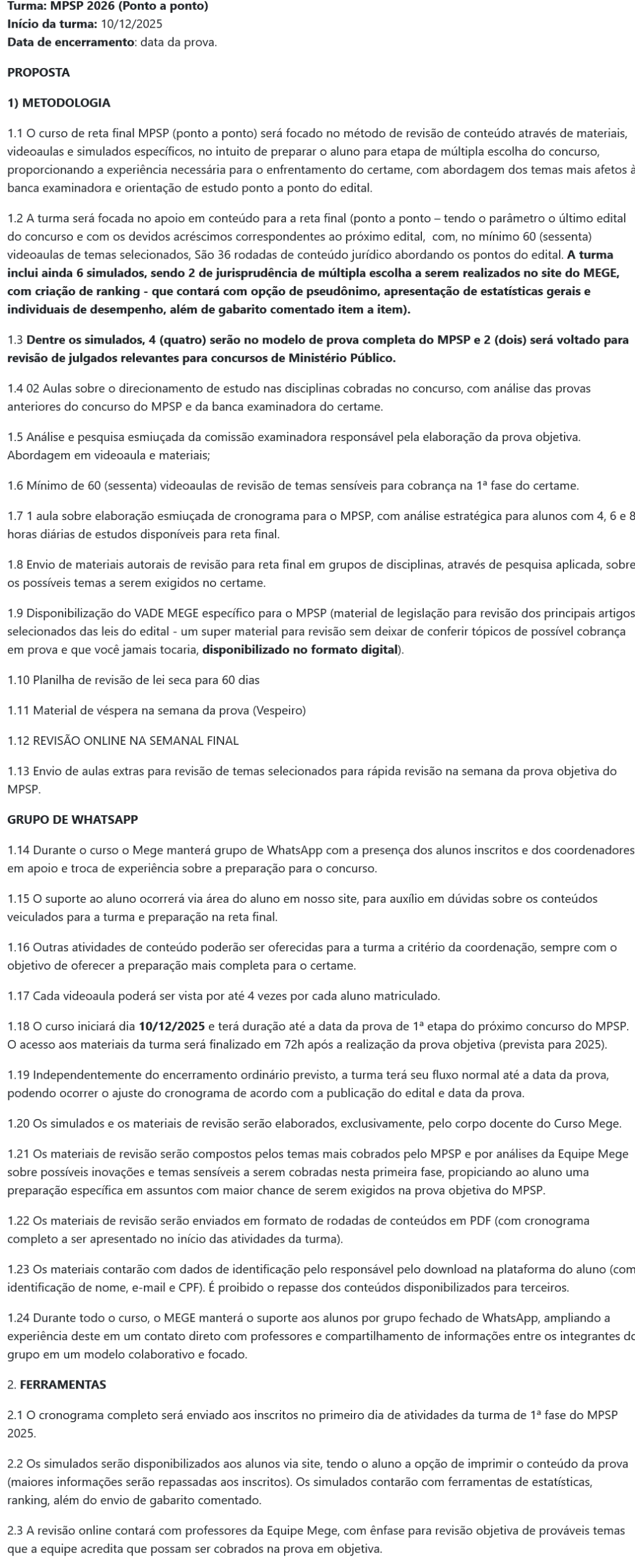 Informações MPSP 97 Ponto a Ponto + Pós-Edital [2026] Rateio Mege