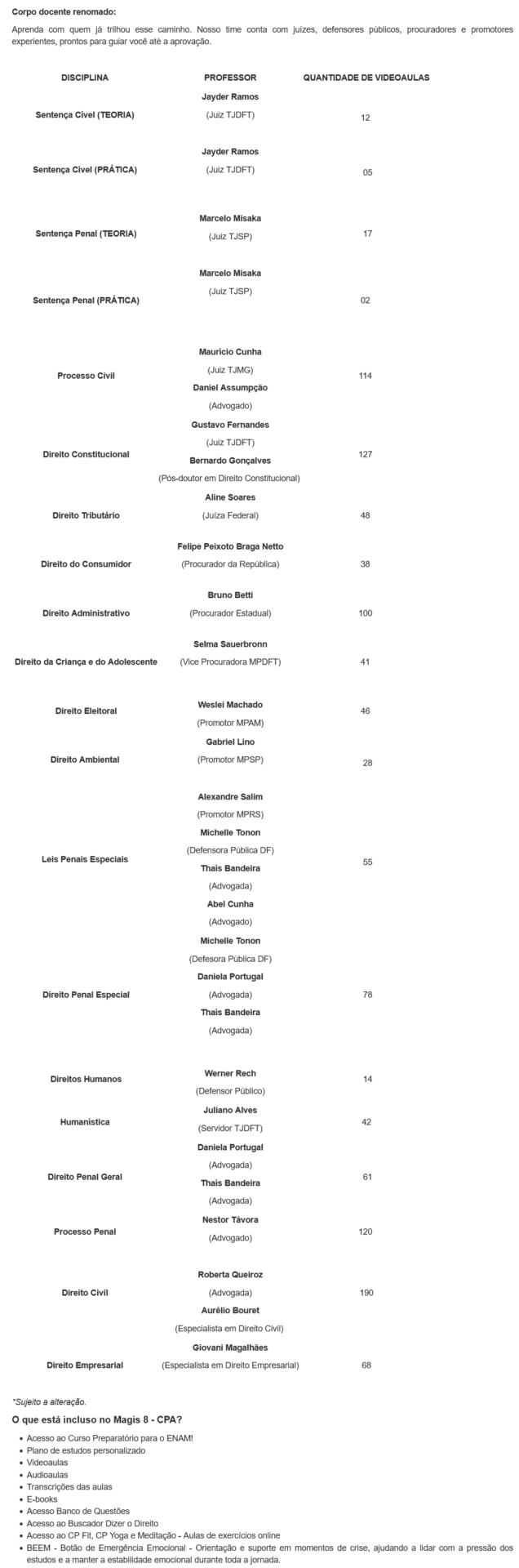 Informações Magis 8 2025 CPA [Magistratura Estadual] Rateio CP Iuris