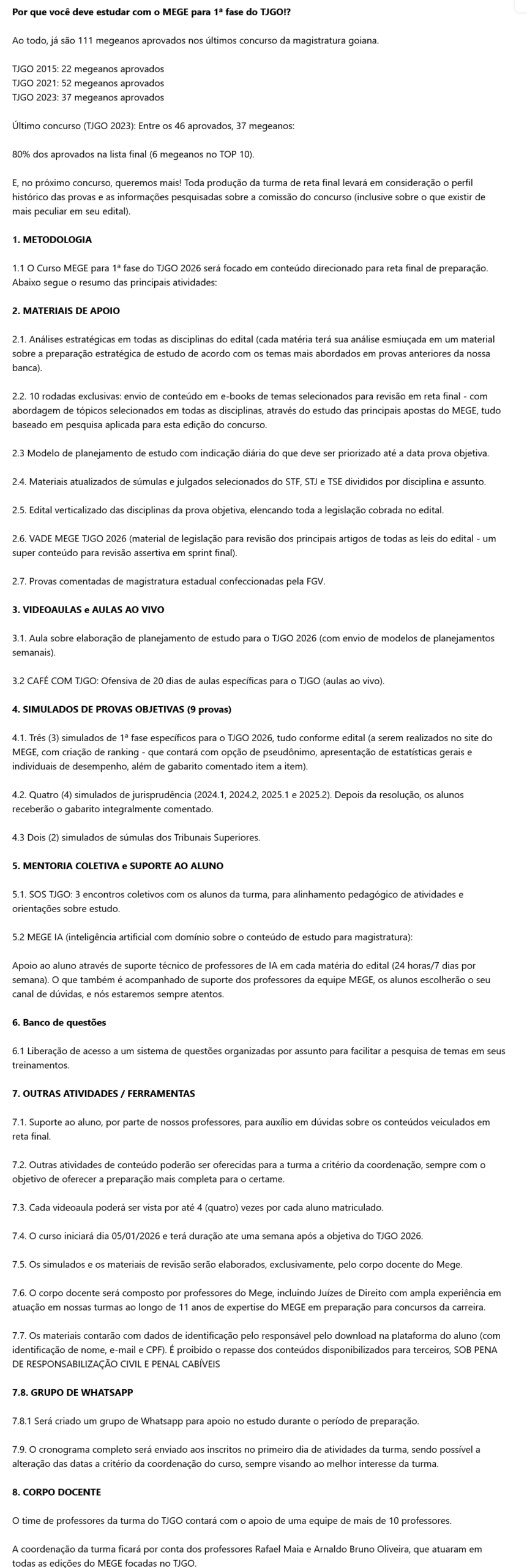 Informações TJGO 2026 [Pós-edital] Rateio Mege