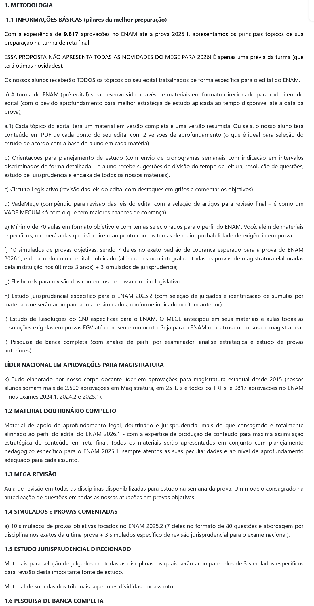 Informaçõse Enam 2026 Mege