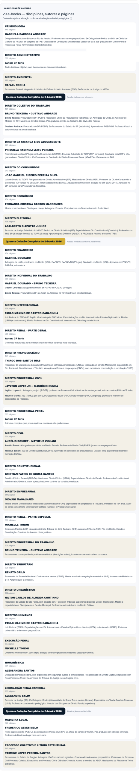 Informações Combo E-books 2026 [Coleção Completa] Rateio Cp Iuris
