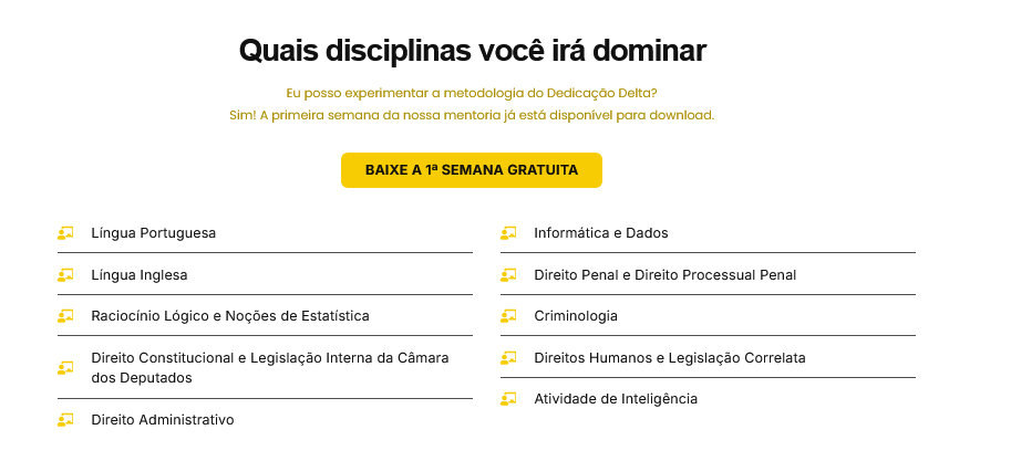 Informações RETA FINAL CÂMARA DOS DEPUTADOS 2026 [POLICIAL LEGISLATIVO] Rateio Dedicação Delta