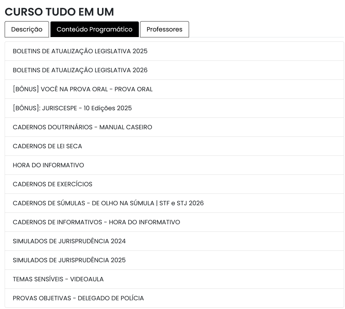 Informações Curso Tudo em Um [2026] Rateio Manual Caseiro