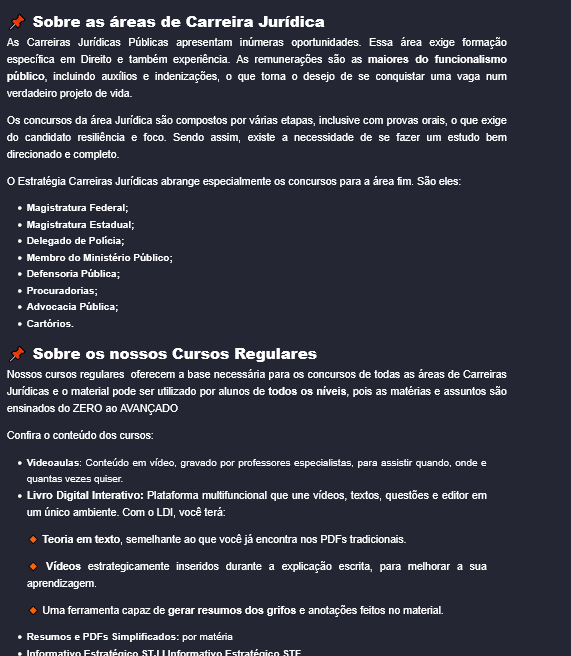 Informações Carreiras Jurídicas 2026 [Curso Regular] Rateio Estratégia Concursos