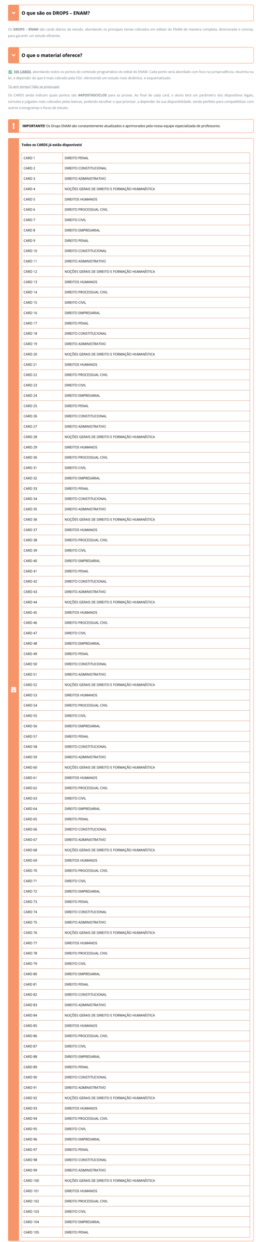 Informações Drops ENAM [2026] Rateio Ciclos