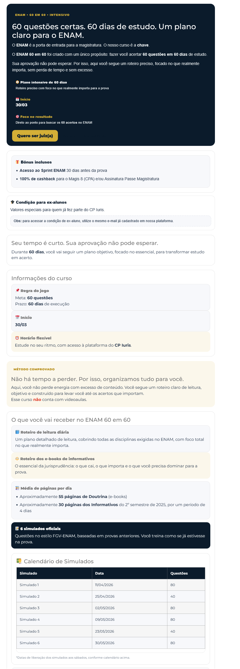 Informações Intensivo ENAM 60 em 60 [Pós-edital] Rateio CP Iuris