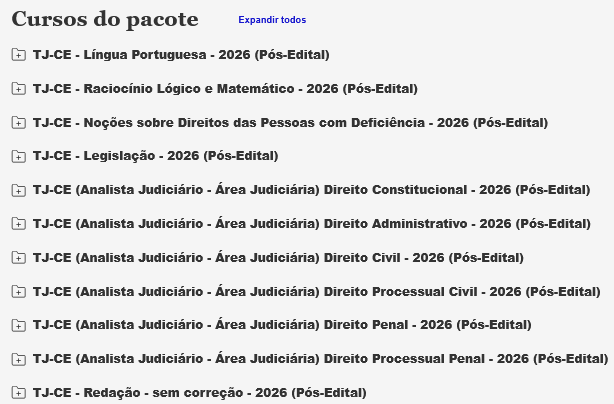 Informações Pacote TJ-CE 2026 Pós-Edital + Passo Estratégico [Analista Judiciário – Área Judiciária] Rateio Estratégia