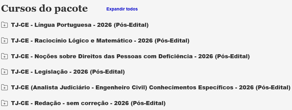 Informações Pacote TJ-CE 2026 Pós-Edital + Passo Estratégico [Analista Judiciário – Engenheiro Civil] Rateio Estratégia