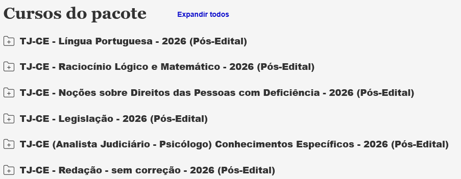 Informações Pacote TJ-CE 2026 Pós-Edital + Passo Estratégico [Analista Judiciário – Psicólogo] Rateio Estratégia