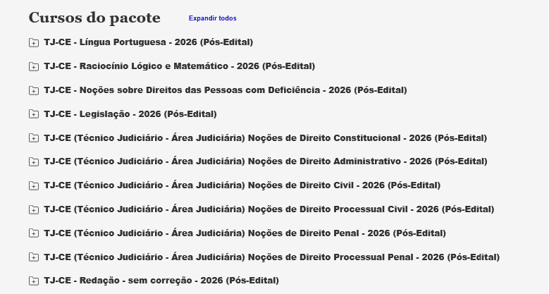 Informações Pacote TJ-CE 2026 Pós-Edital [Técnico Judiciário - Área Judiciária] Rateio Estratégia