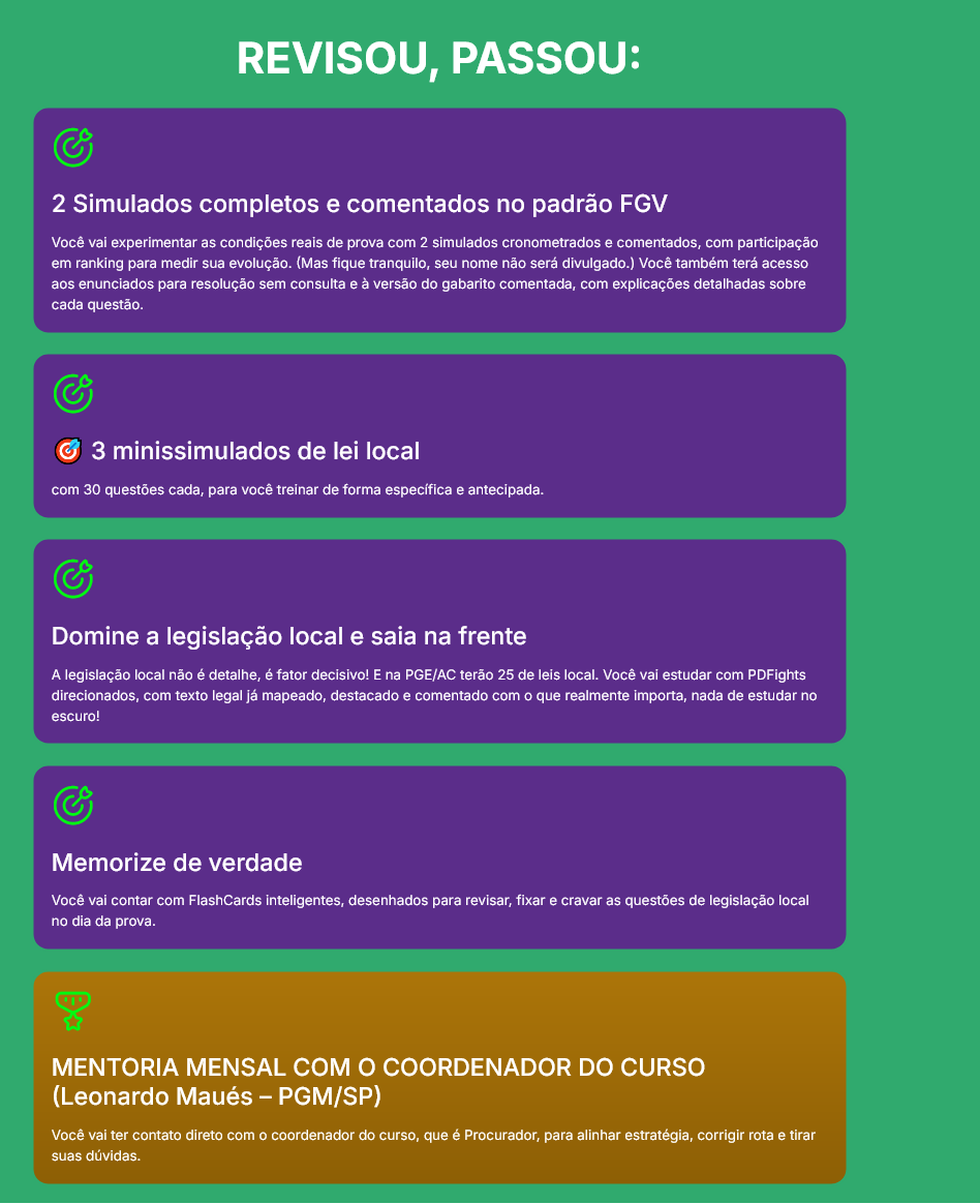 Informações Sprint Final PGEACRE [2026] Rateio Revisão Ensino Jurídico