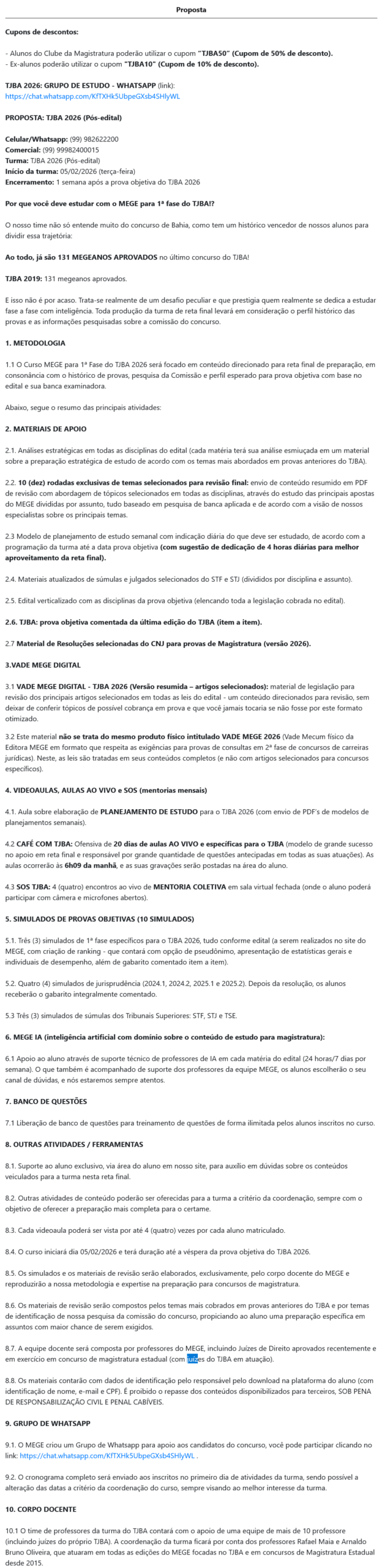 Informações TJBA 2026 Juiz Substituto [Pós-edital] Rateio Mege