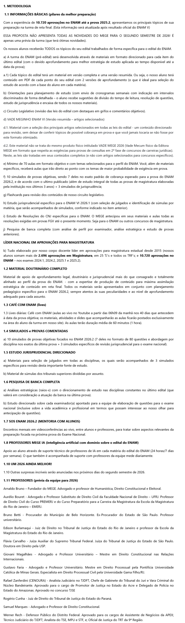 Info Informações ENAM VI Pré-Edital [2026.2] Rateio Mege
