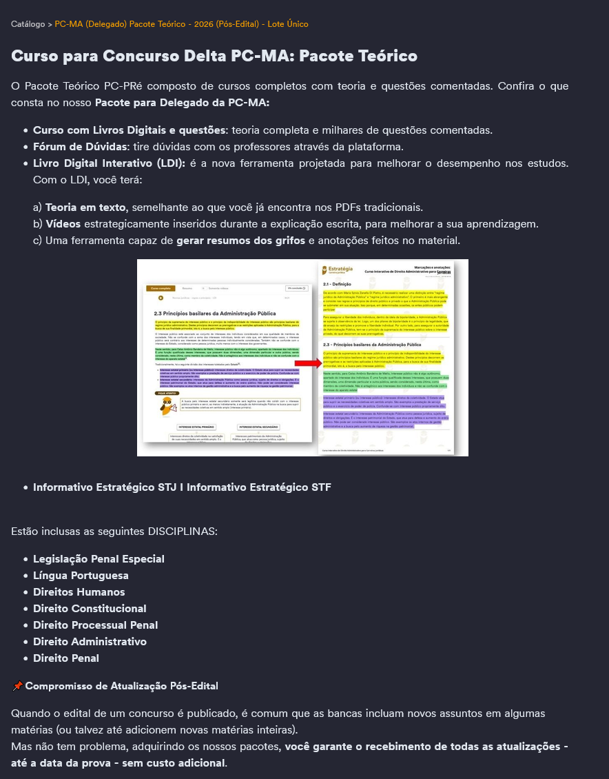 Informações Delegado PC-MA 2026 [Pós-Edital] Rateio Estratégia